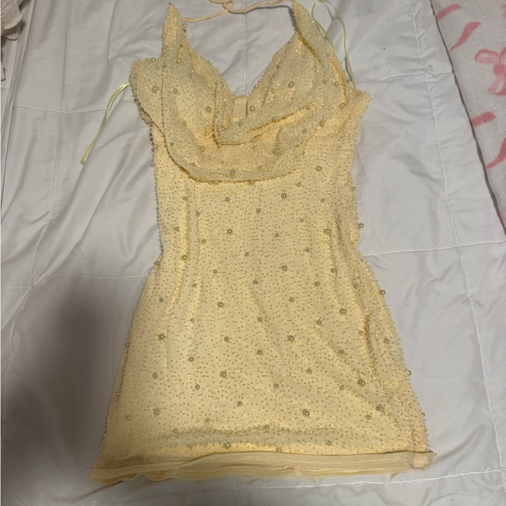 Butter Yellow Sequin Mini Dress